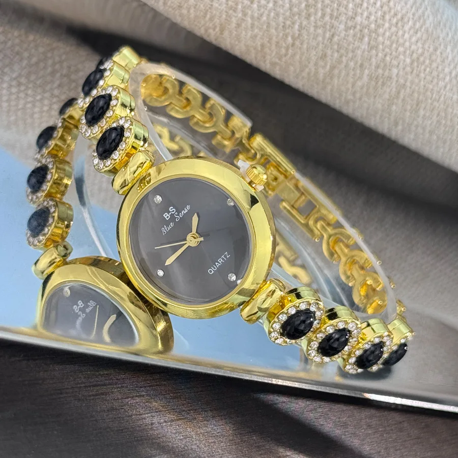 //**Luxury Women Watch Diamond Quartz Round Mirror Face Jewelry Small Dial