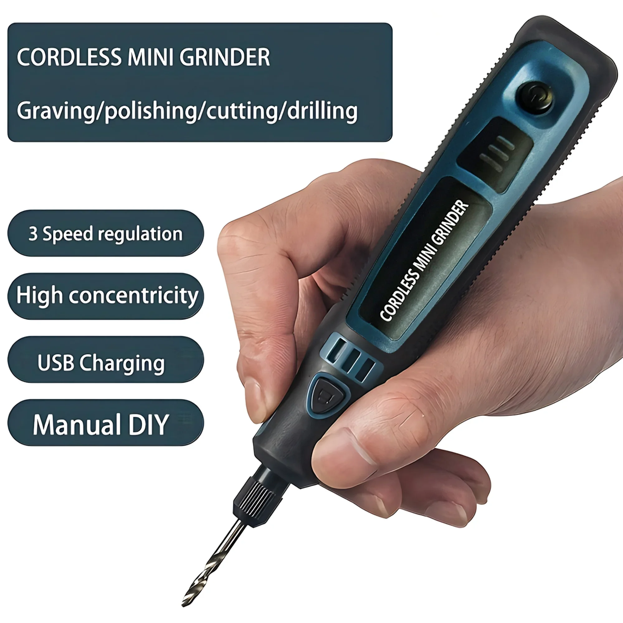 ポータブルで用途の広い電動工具、USB充電式、電動ミルセット、翡翠研磨およびDIYプロジェクト用のコンパクトな彫刻ツール