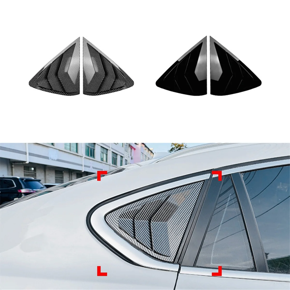 Car Rear Window Shutter Cover Trim Window Louver Side Vent Trim for BMW X6 F16 2015-2019 Gloss Black