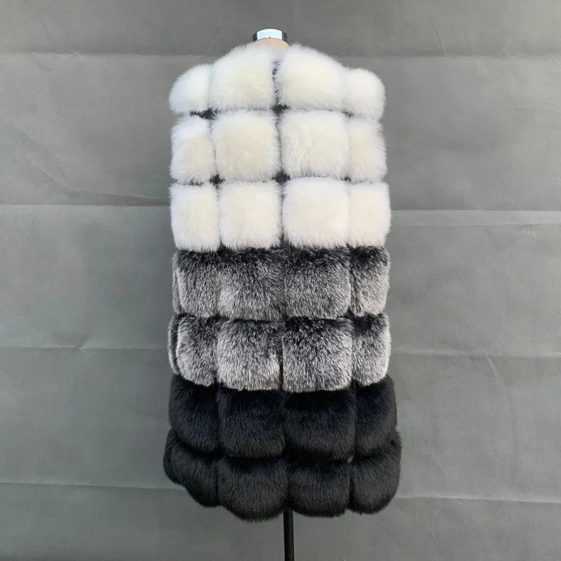 -Faux Fox Fur Vest for Women, Thick Warm Coat, Long Fur Coat, Female Fashion, Autumn, Winter, High Quality