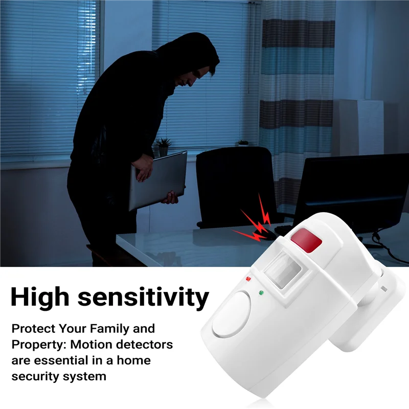 AC56-Infrared Motion Sensor Alarm - Burglar Alarm With 2 Remote Controls, Suitable For Home/Garages/Shops