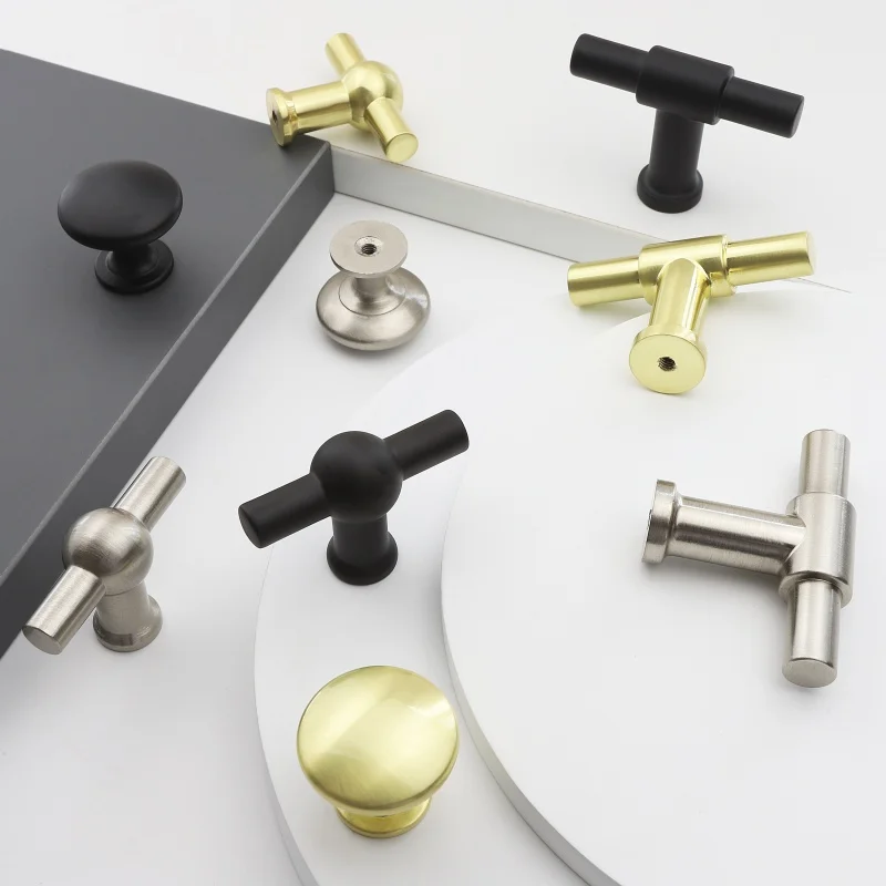 

Solid Furniture Knobs Zinc Alloy Cabinet Handles Wardrobe Door Pulls Black Gold Furniture Hardware