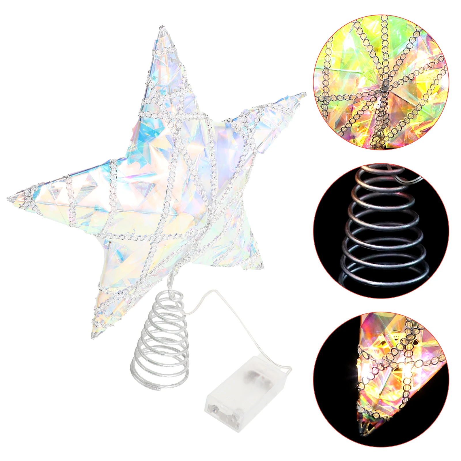 

Christmas Tree Star Decoration Metal Party Ornament Topper Lighted Finial Toppers