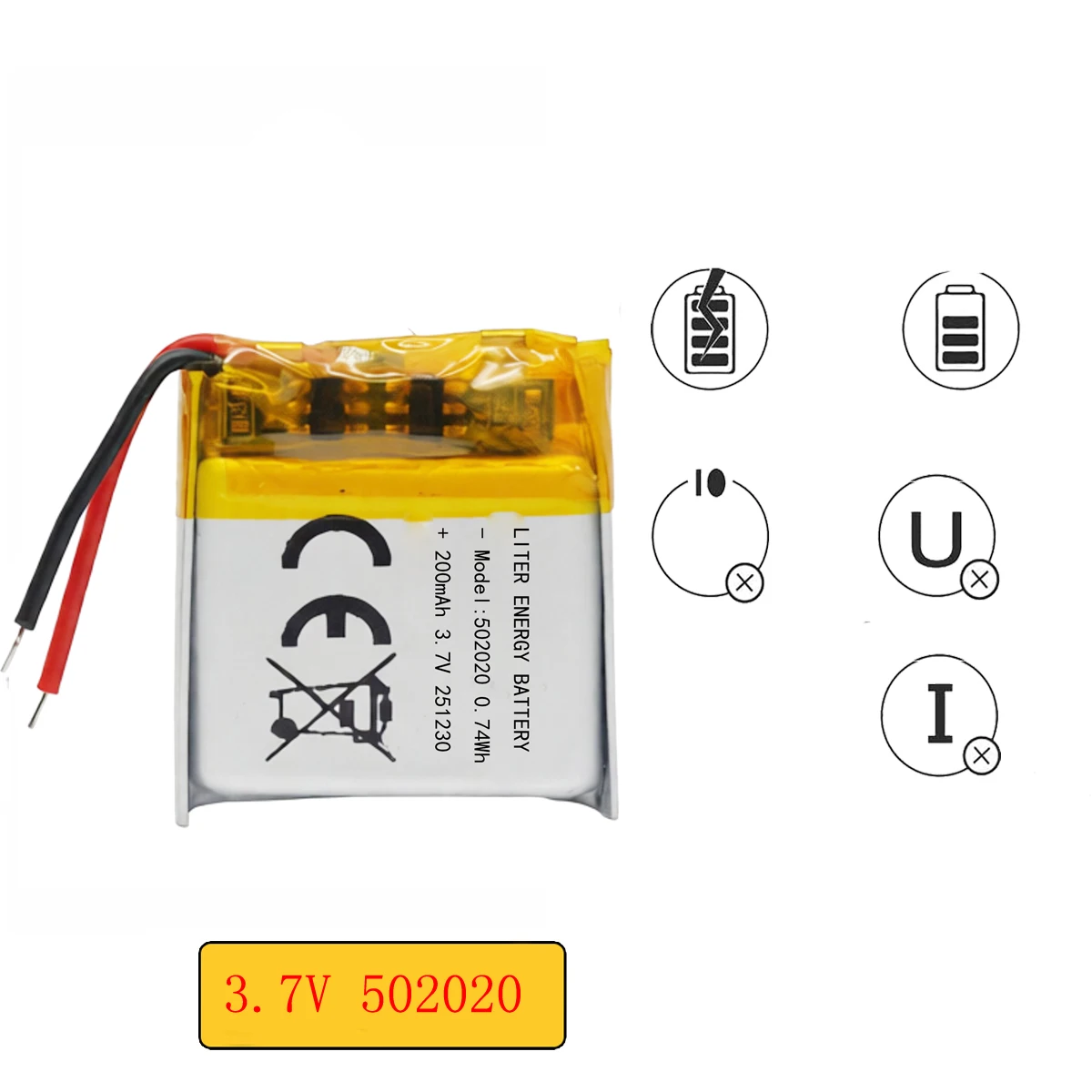 Liter energy battery 3.7V 200mAH 502020 PLIB polymer lithium ion / Li-ion battery for GPS mp3 mp4 mp5 dvd