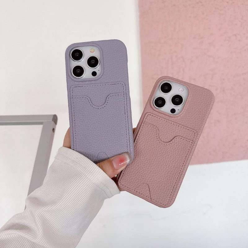 

New Luxury Solid Color Leather Up Down Wallet Card Slot Phone Case For iPhone 16 Pro Max 14 11 12 13 15 Pro Max Mini Back Cover