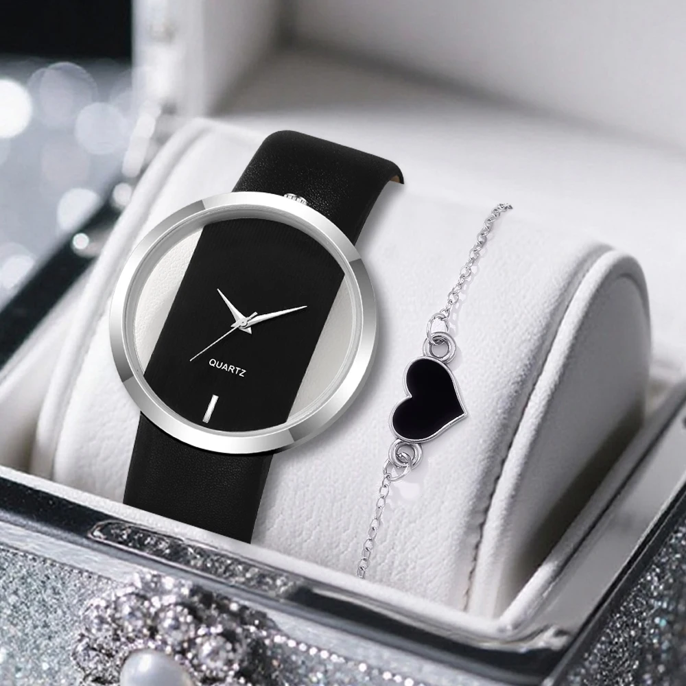 2pc Women's Light Luxury Four Piece Watch Gift Set | Fashionable Quartz Watch and Accessories, Showcasing Daily Elegance