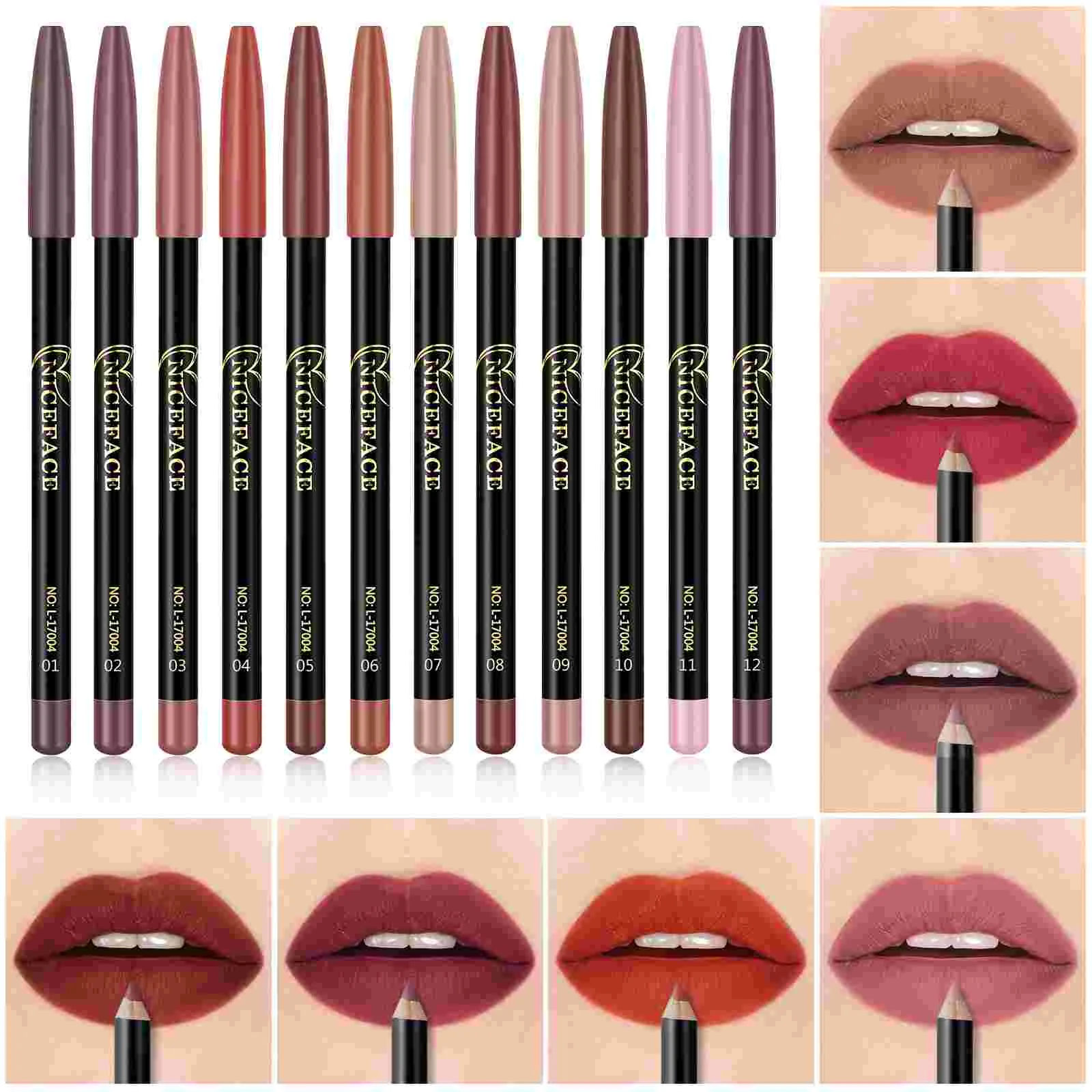 Minkissy 12 ชิ้นแต่งหน้า Lip Liner ชุดกันน้ํา Lip Line ดินสอ 12 สี Lip Shaping ดินสอสําหรับผู้หญิง Lady