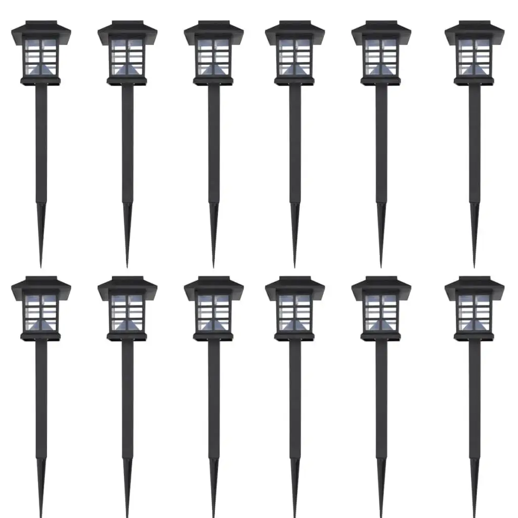 12PCS Outdoor Solar Lights Set with Spikes - Energy Efficient Garden Lighting 3.4x3.4x15 Inches