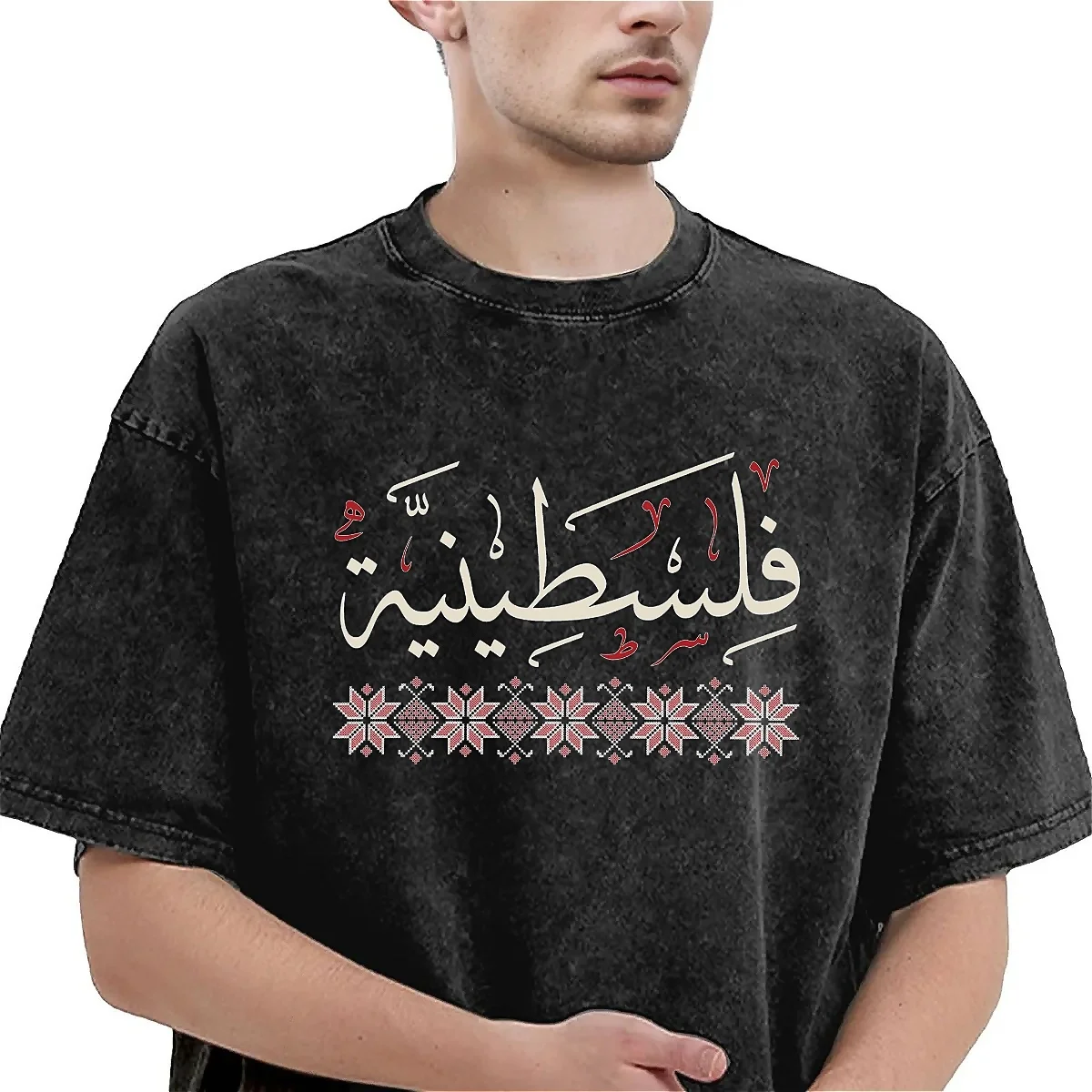 Palestinians Traditional Embroidery Art T Shirt Palestines Arabic Calligraphy T-Shirts Short Sleeves Tops Crewneck Oversize Tees