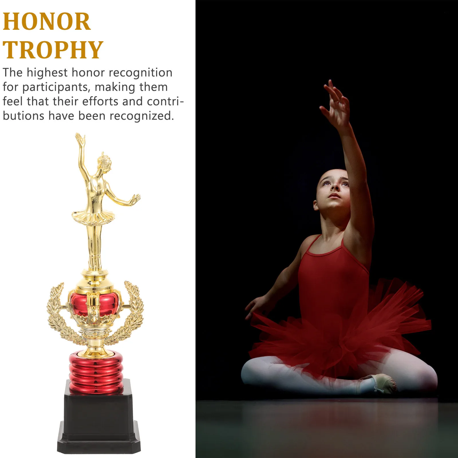 

Ballet Dance Trophy Plastic Sturdy 28cm Ballet Award Cup for Dance Competitions and Party Prizes Trophy Cup