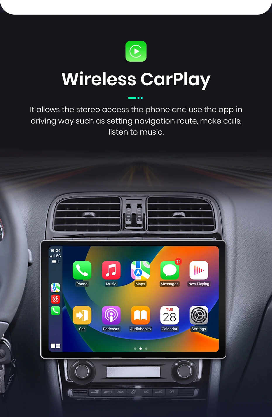 Junsun x7 Serie 11.5 "2k kabelloses Carplay Android Auto Autoradio für vw Volkswagen Polo 5 Limousine 2014-2018 Multimedia Autoradio – Detail 12