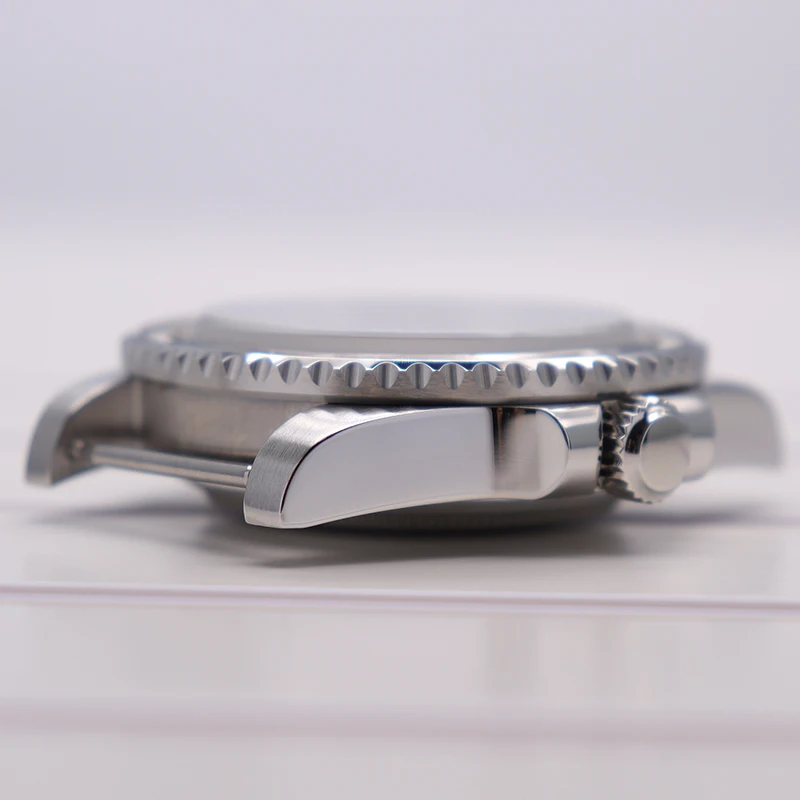 Silbernes 40mm Luxus-Uhrengehäuse Saphirglas für Seiko NH35 NH36 NH34 NH38 4R36 Eta2824 Miyota 8215 Uhrwerk 28,5mm Zifferblatt SUB GMT – Detail 9