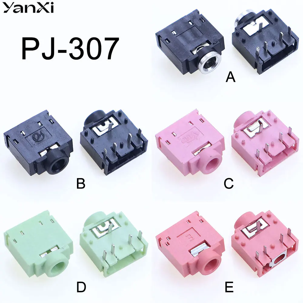 YanXi 10-100PCS PJ-307 3.5mm Stereo Jack Headphone Socket Audio Connector PJ-307C 3.5 Audio Earphone Jack Connector