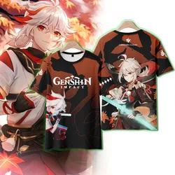 Anime New Genshin Impact Cool Kazuha 3D Cartoon Printed T-shirt Summer Men Women Cosplay Clothing Harajuku Short Sleeve Tees Top