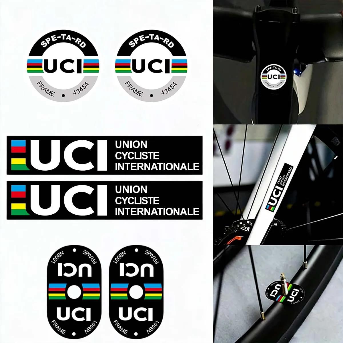 UCI Cycling Frame Stickers Durable Vinyl Self Adhesive DIY Decals For Road Mountain Gravel Bike Fork Helmet Outdoor Riding Decor