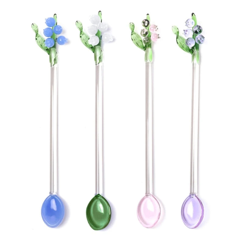 D0AD Dessert Spoon Bells Orchids Flower Cake Spoon Mini Stirring Spoons