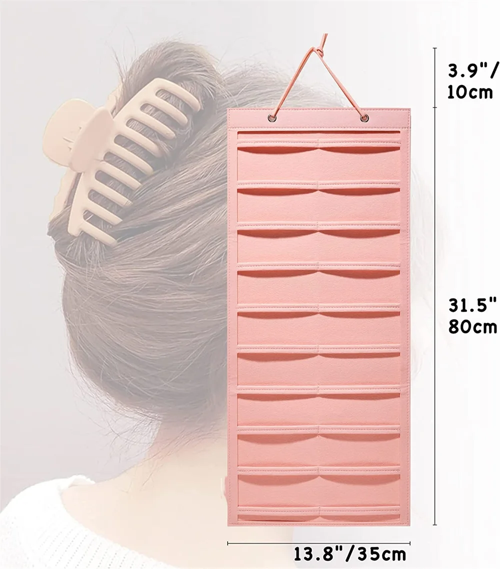 Organizador de laços de cabelo, pendurado na parede, grande capacidade, suporte para faixa de cabelo, cabide de armazenamento, economia de espaço, armazenamento de acessórios de cabelo