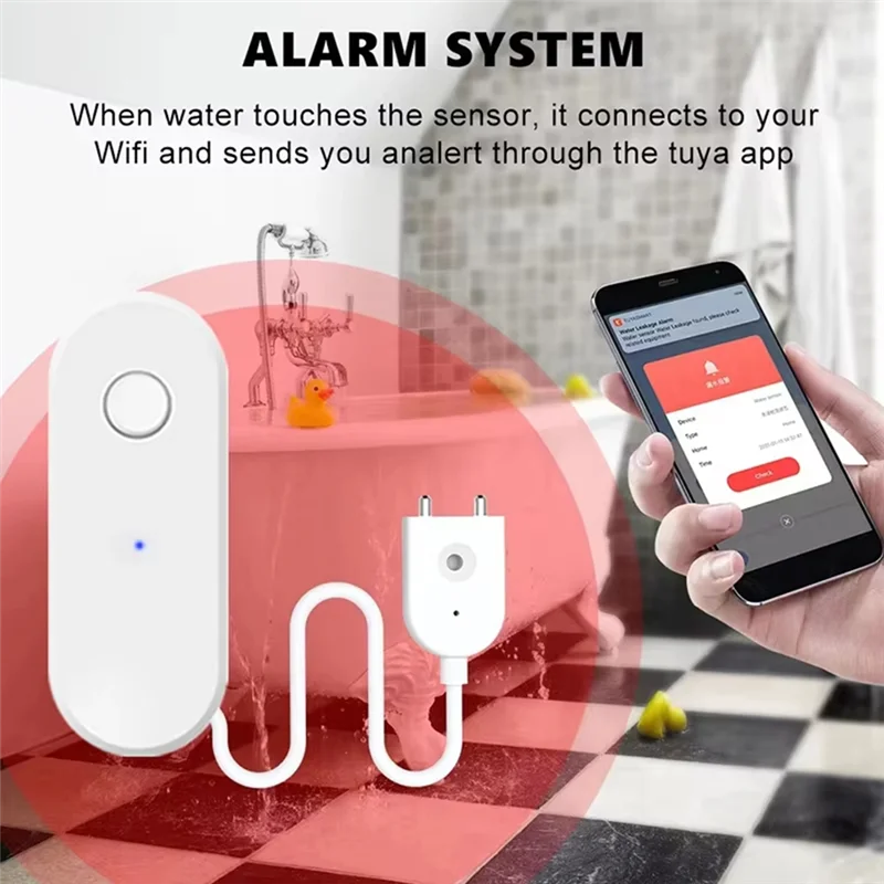 B30C-WIFI Sensor de agua alarma Detector de fugas de agua alerta de inundación desbordamiento sistema de alarma de seguridad funciona