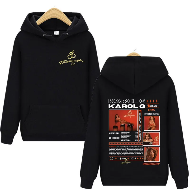 

2025 Singer Karol G Tropicoqueta Album Merch Hoodie Fashion Y2k Aesthetic Hooded Sweatshirt Men Women Casual Oversized Pullovers