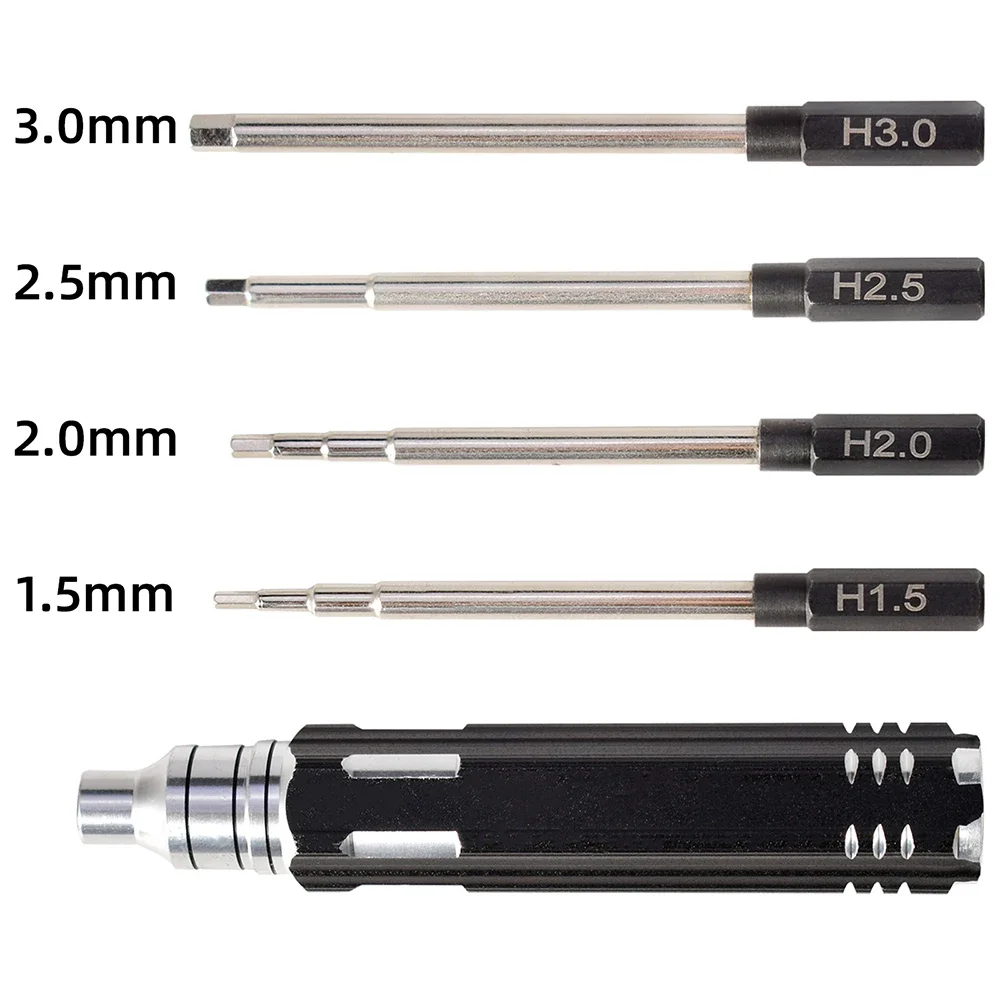 RC-Teile 4-in-1 1,5 mm 2,0 mm 2,5 mm 3,0 mm Sechskantschraubendreher Metall-Werkzeugset-Set für RC-Hubschrauber-Auto-Flugzeug-Drohnenflugzeuge