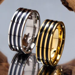 Simple Fashion Men's Black Ring Stainless Steel Classic Three Black Ring Jewelry Men's Jewelry Wholesale