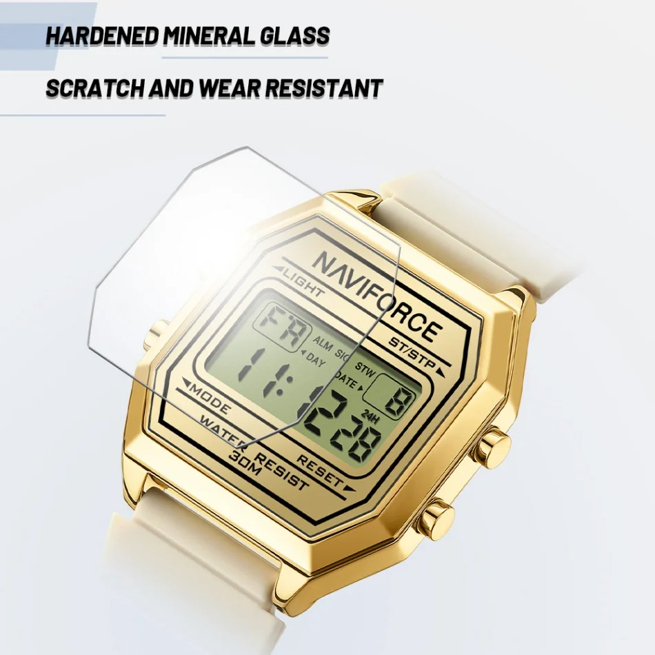 

NAVIFORCE Watches for women LCD Digital Sports Silicone Strap Wristwatch 3ATM Waterproof Time Luminous Display ladies Gift clock