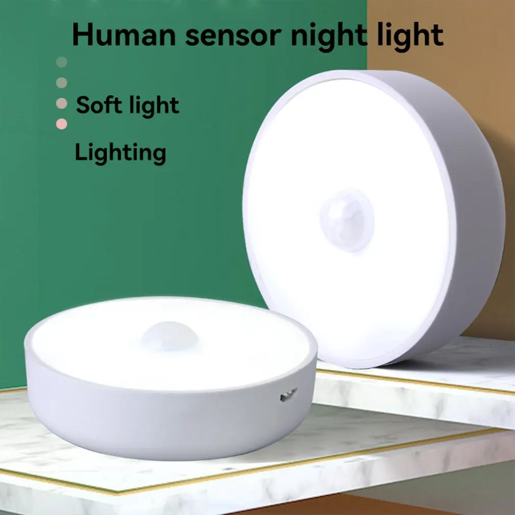 LED Touch Sensor Night Lights 2 Modes USB Rechargeable Base Wall Lights Round Portable Dimming Night Lamp Room Decor