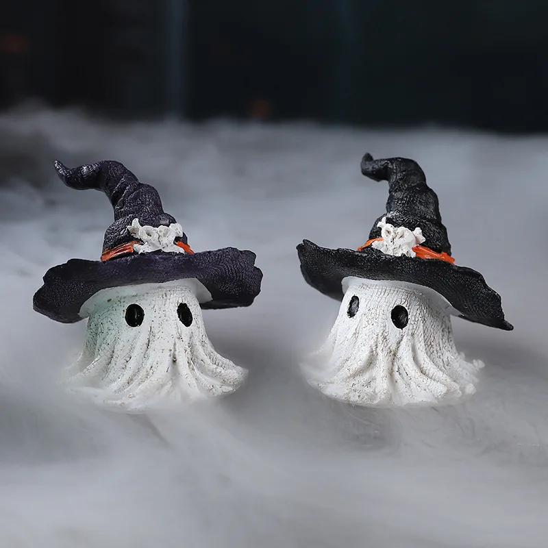 Halloween Witch Hat Ghost Miniature Resin Decor for Party Escape Room Atmosphere