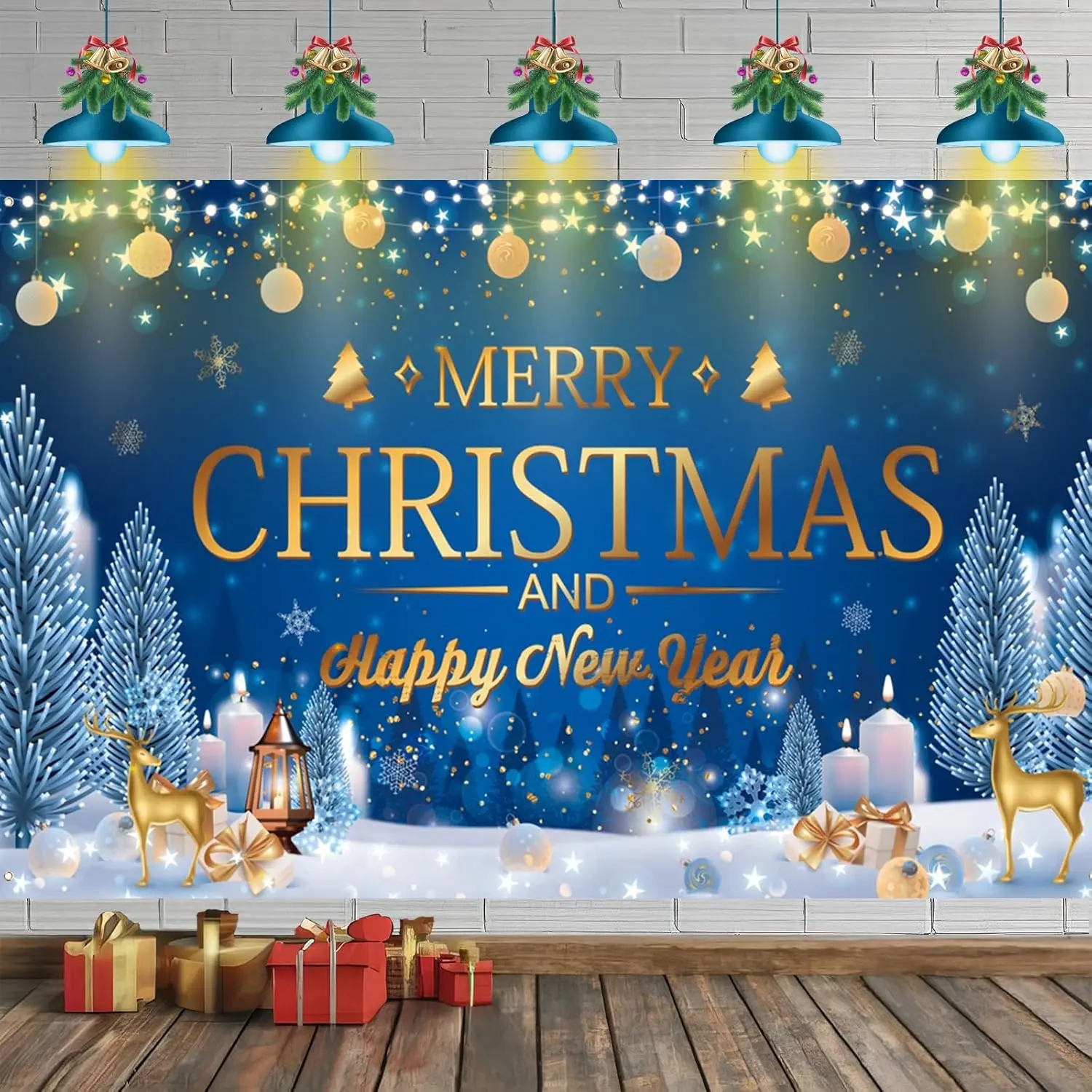Großer Weihnachtsbanner-Hintergrund, „Merry Christmas“-Banner für den Innenbereich, Party-Dekoration, Weihnachtsfeier-Dekoration