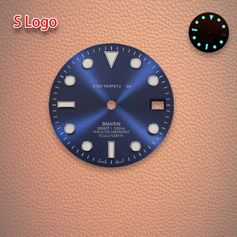 S Logo Quadrante 28.5mm SUB Quadrante Gradiente NH35 Quadrante Fit NH35/NH36/4R/7S Movimento Blu Ghiaccio Luminoso Orologio Accessori di Modifica