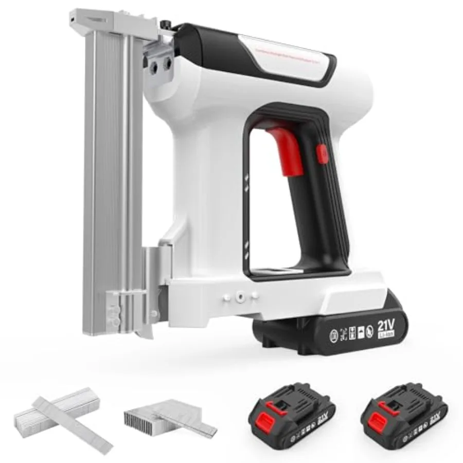 Pregador Brad sem fio 2 em 1 com 2 baterias de lítio Pistola de pregos elétrica portátil de calibre 18 para telhado, carpintaria, instalação de drywall