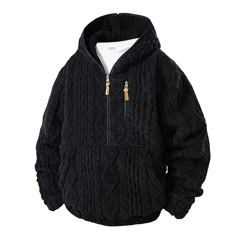 신상 플리스 후드 남성 재킷 겨울 패션 다용도 캐주얼 보온 코트 야외용 솔리드 두꺼운 편안한 스웨터