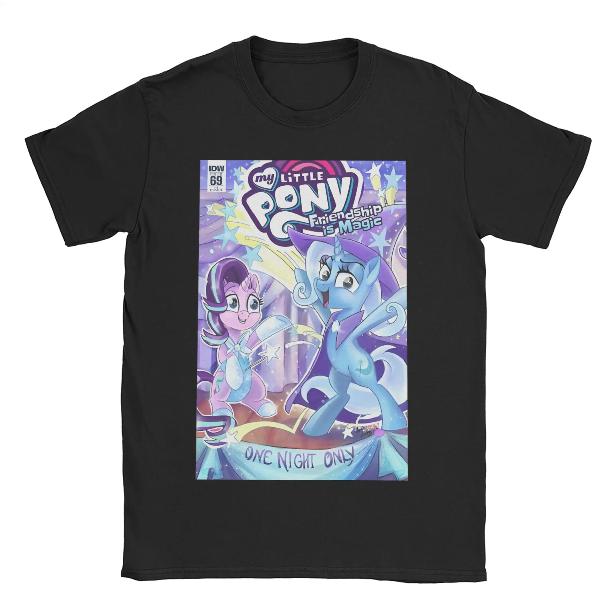 Camiseta para hombre, camisetas de algodón Trixie Lulamoon, la amistad de Ponies es mágica, ropa con cuello redondo