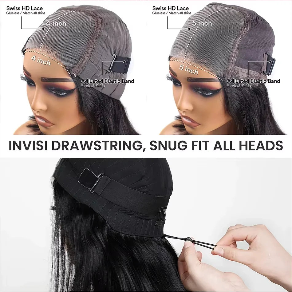 4x4 5x5 HD Lace Frontal Glueless Wig Human Hair 30 40 Inch Straight Human Hair Wig Pre Plucked Straight HD Lace Frontal Wig 13x6 image 6
