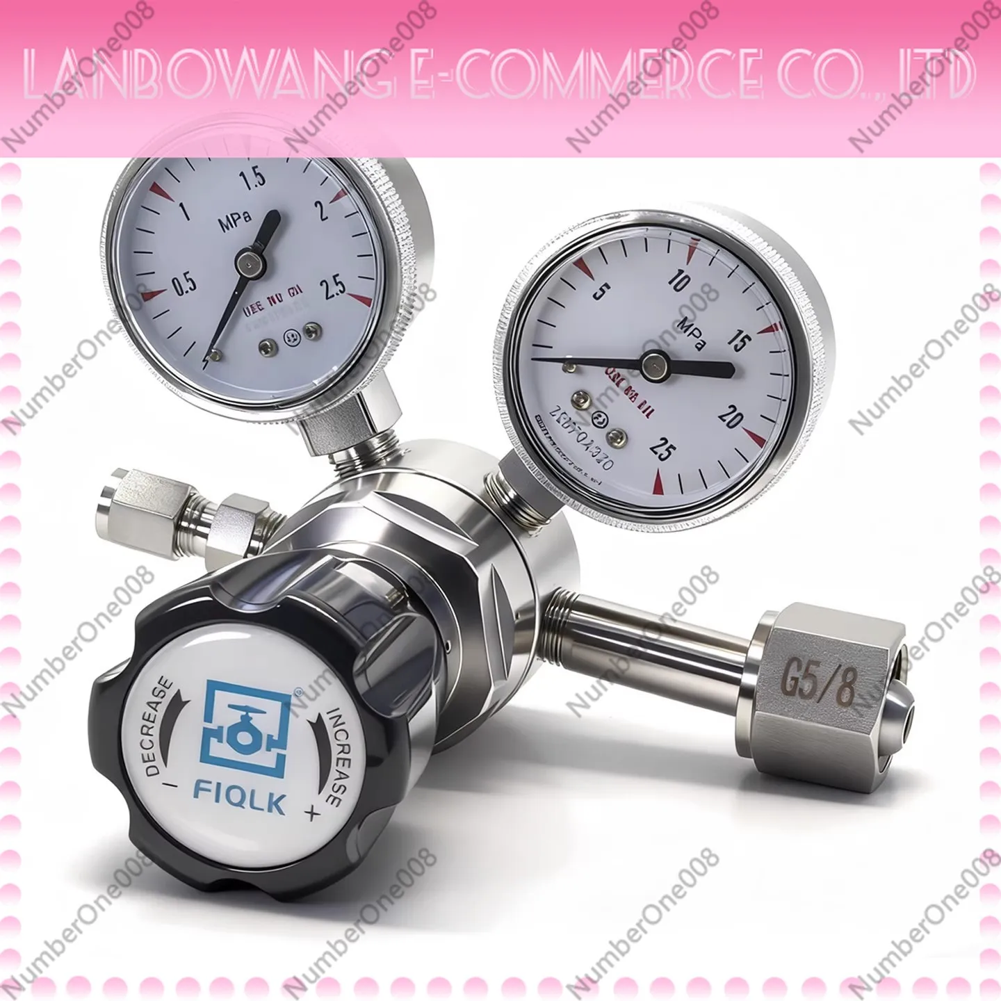 

For High Pressure Gas Cylinder, Stainless Steel Pressure Regulator for Nitrogen Oxygen Argon Hydrogen, Adjustable Output Valve