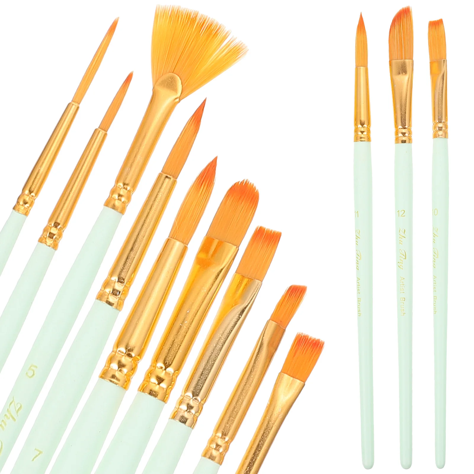 

12 Pcs Multi-head Paint Brush Set Oil Painting Watercolor Professional Durable Nylon Wooden Handle Artists Gift Supplies