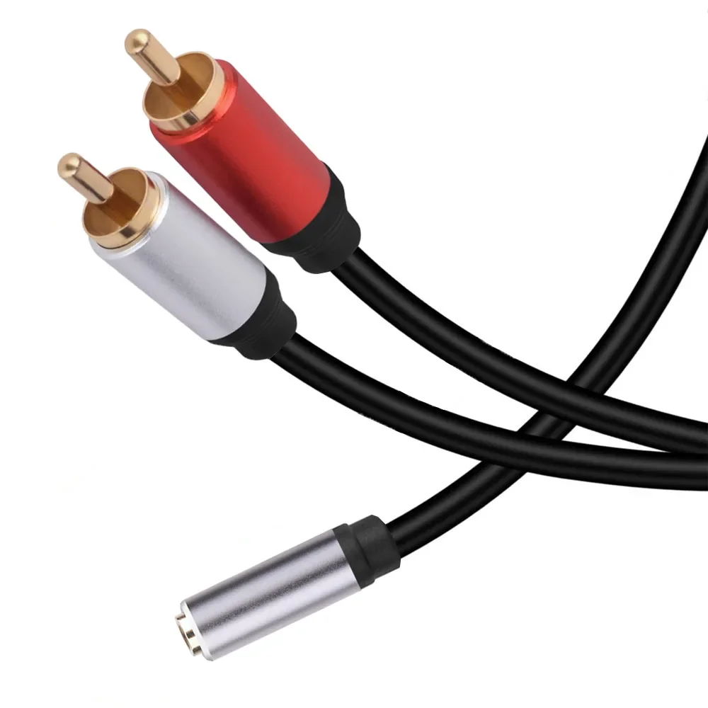 Kabel Stereo 3.5 RCA Y 2RCA męski do 3.5mm żeński przewód Audio Adapter gniazda Jack AUX do komputera MP3 głośnik do telefonu kino domowe DVD