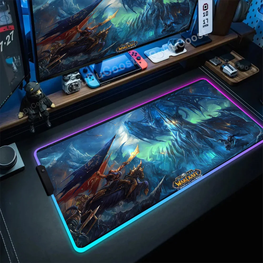 Imagem -02 - Rgb Mouse Pad Game World de Warcraft Almofada de Mesa Grande Acessórios de Computador Xxl Teclado Antiderrapante Retroiluminação Led Deskmat