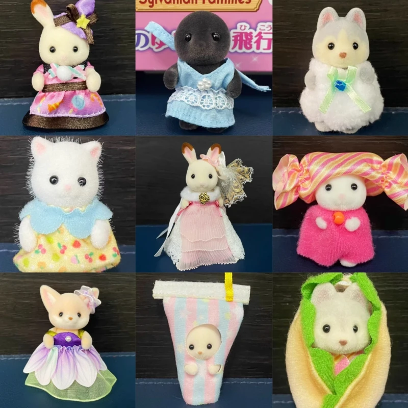 

Original SYLVANIAN FAMILIES Beaver Baby Hamster Orange Baby Doll House Strawberry Rabbit Baby Xmas Doll Girl Flocking Doll Gift
