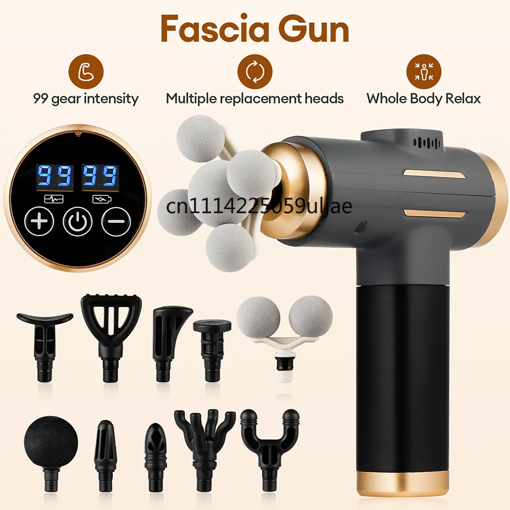 11-IN-1 Electric Massage Gun 99 Level Powerful Fascia Gun High-Frequency Vibration Body Massage Gun Arms Leg Muscle masajeador