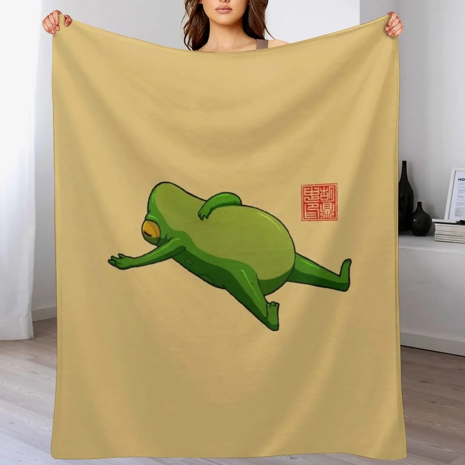 Yoga Frog Mood Throw Blanket Soft Home Decor Blanket for Couch Bedroom