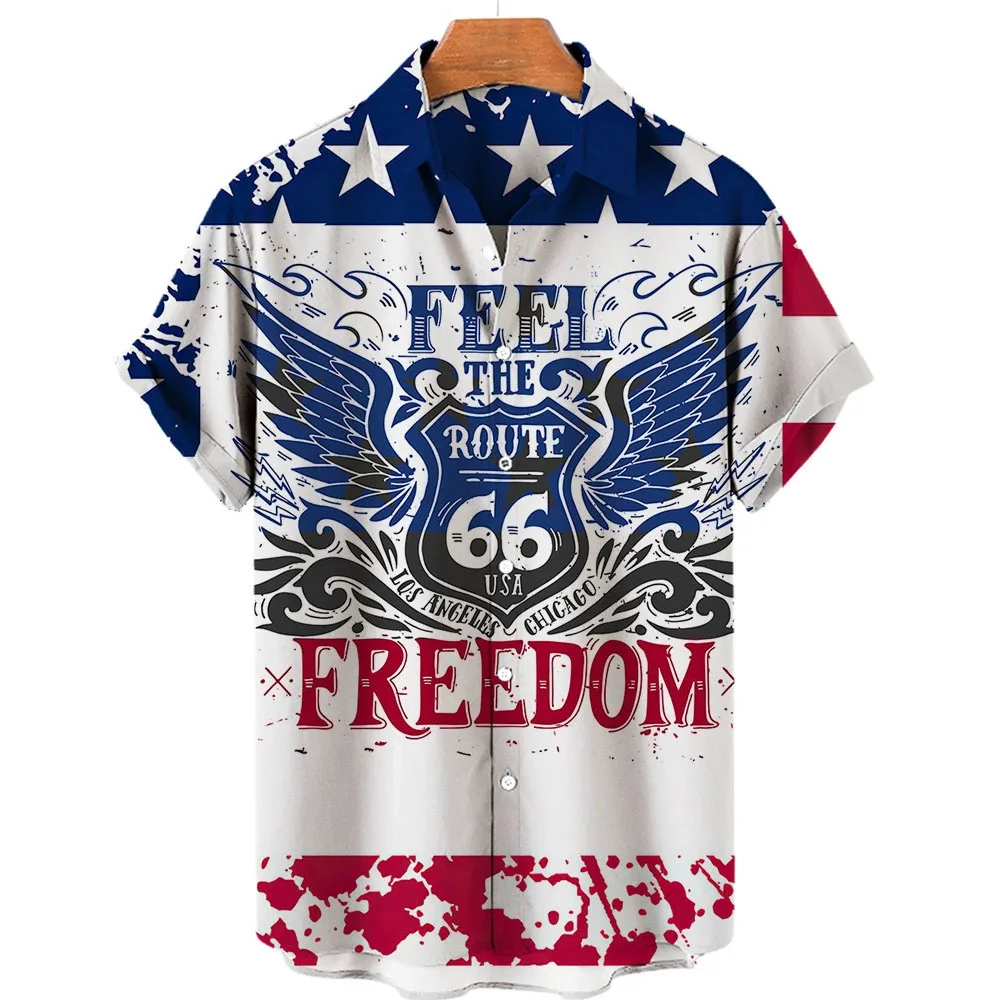 

Man Shirts Retro USA Tops Flag Couple Tee Summer Men's Casual Clothes USA Route 66 Shirts Tropical Beach Shirts Men Short Sleeve