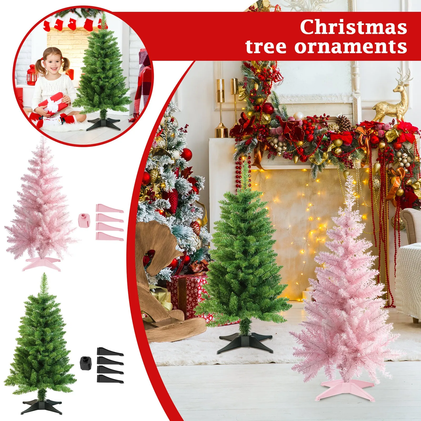 CHristmas Tree With Lamp Pointed Metal Holder Easy To Hotel Shopping Mall Decor Suitable Christmas Holiday Home Party Ornament