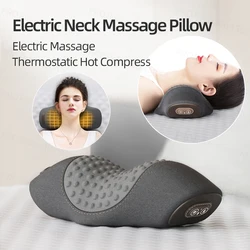 Almohada de masaje con vibración, masajeador de tracción Cervical, masajeador de cuello y cabeza, almohada relajante