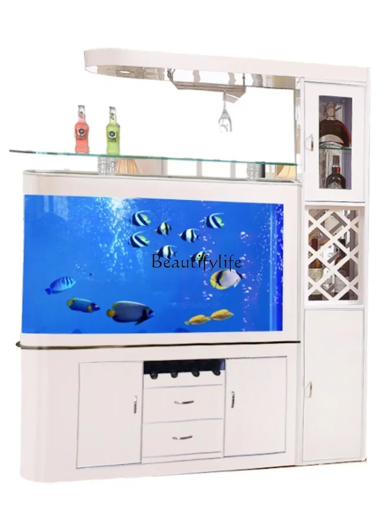 

LD33Fish Tank Aquarium Living Room Subareas Screens Creative Hallway Double-Sided Ecological Change Water Medium and Large