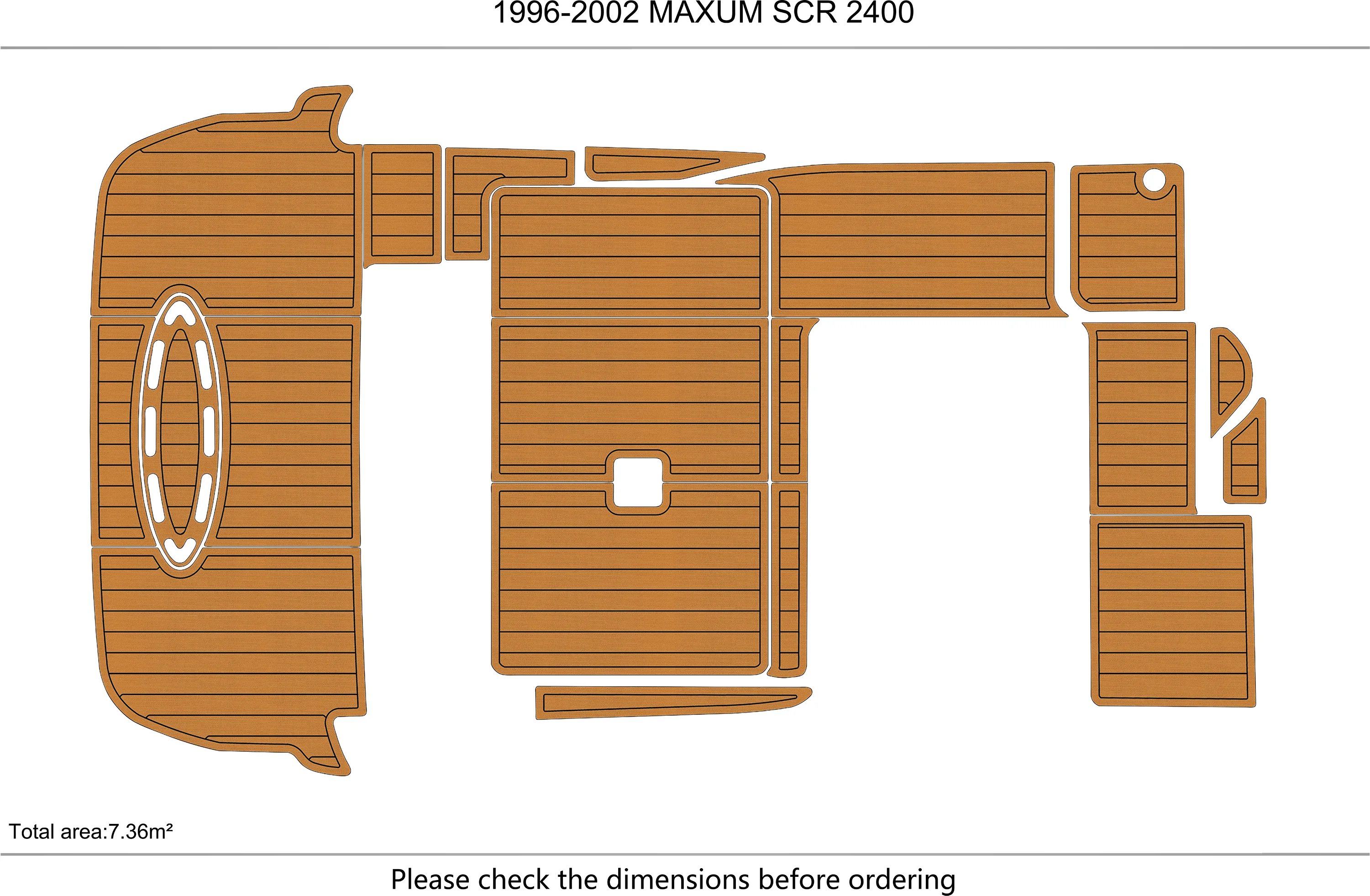 Eva foam Fuax teak seadek marine floor For 1996-2002 MAXUM 2400 SCR Cockpit Swim platform 1/4