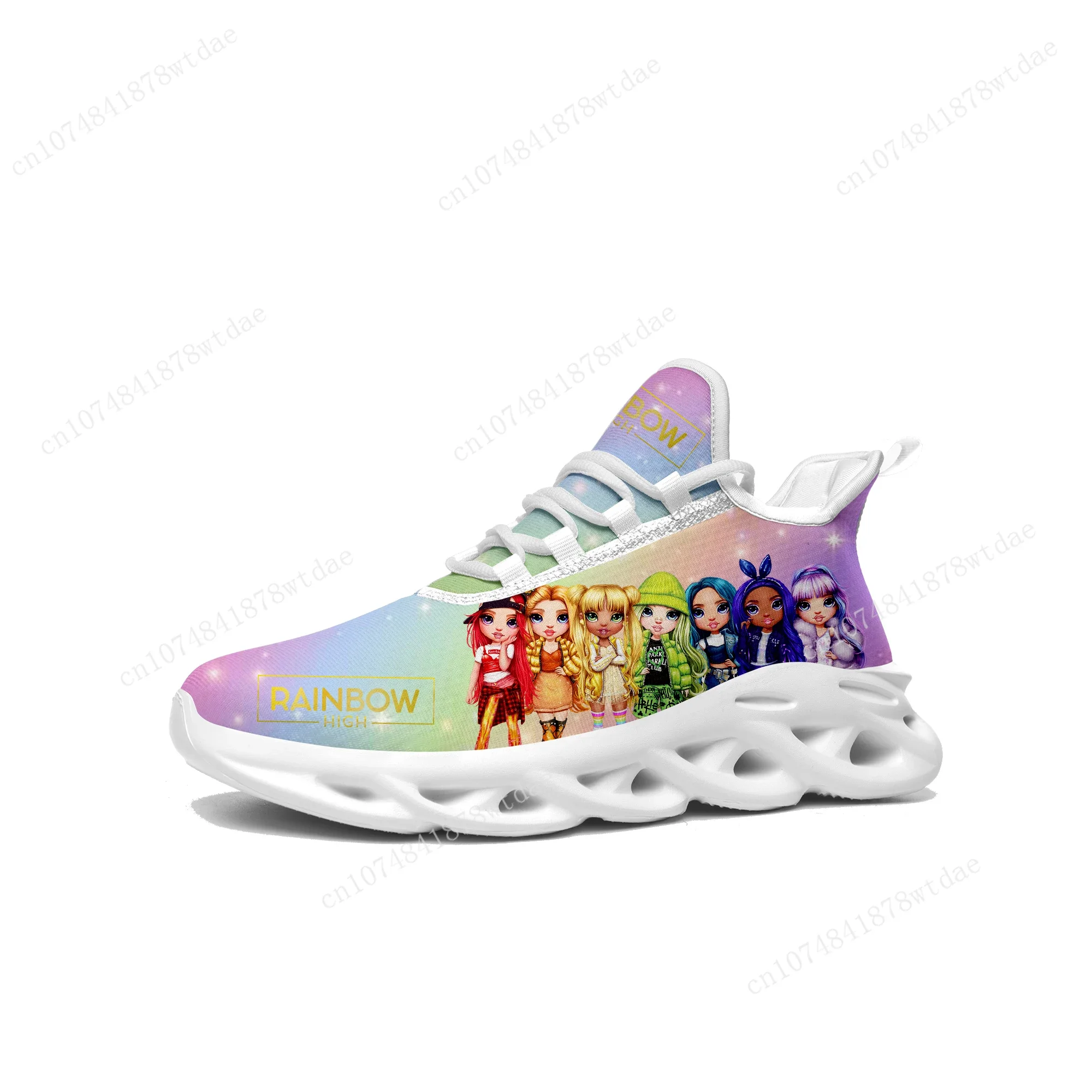 Rainbow High Girls Flats Sneakers Mens Womens Teenager Sports Running Shoes High Quality Cartoon Custom Lace Up Mesh Footwear