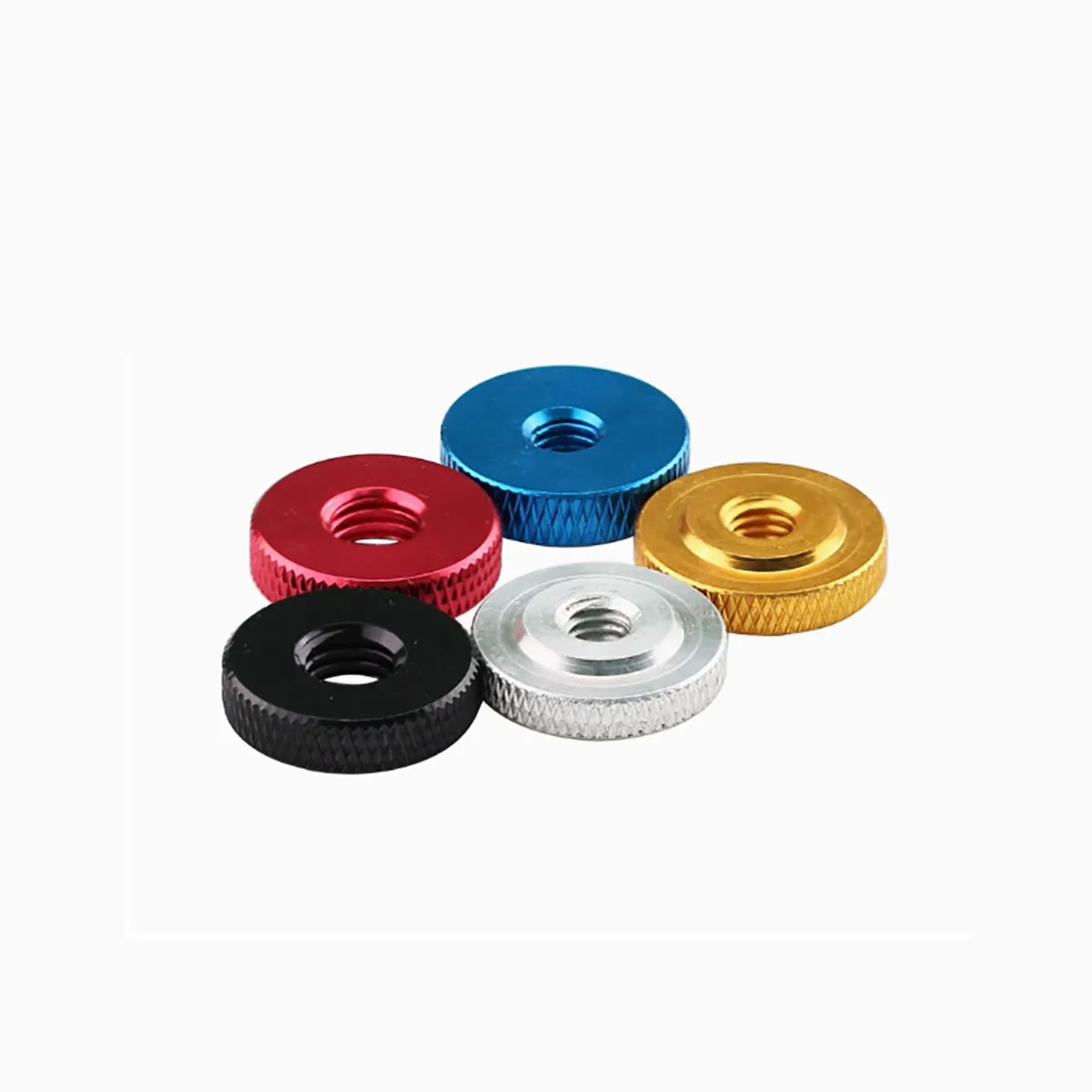 M3 M4 M5 M6 M8 M10 Aluminum Alloy Black/Red/Natural Color Flat Knurled Hand Twist Nut Micro Adjustment Gauge