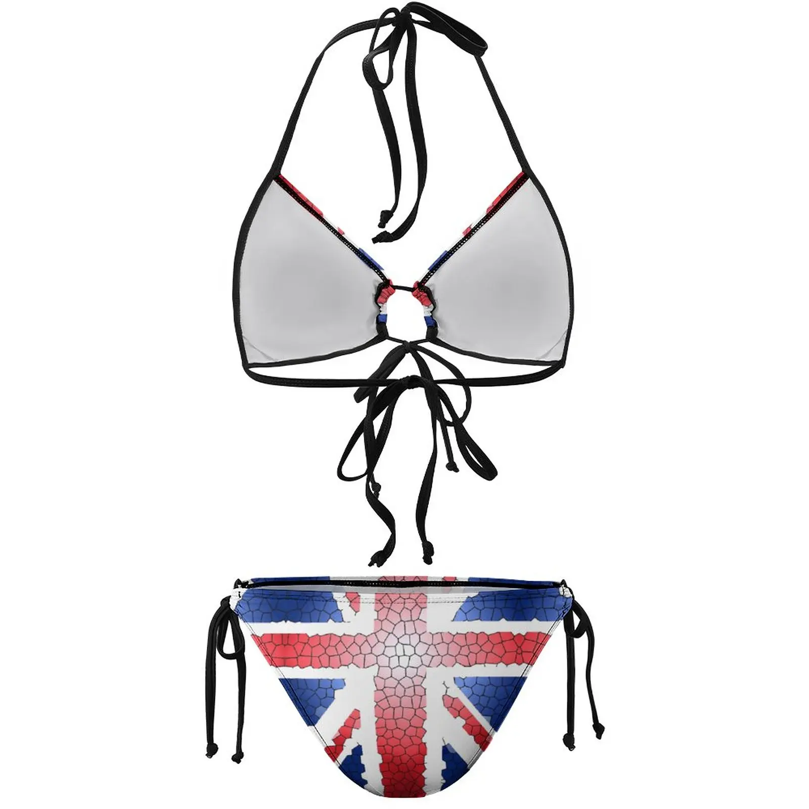 Seksowne damskie bikini pęknięte flaga Union Jack. Witraże, szkło, efekt, UK, flaga, Wielka Brytania, BLIGHTY, brytyjskie Bikini najwyższej jakości