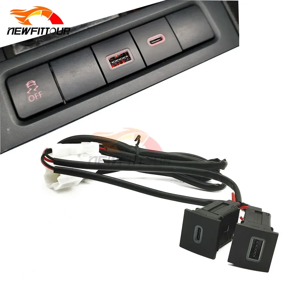 USB Charger Socket Fast Charge Adapter PD Type C and QC3.0 Power Outlet Switch for VW Golf 6 Jetta 5 MK5 Scirocco 2006 - 2014